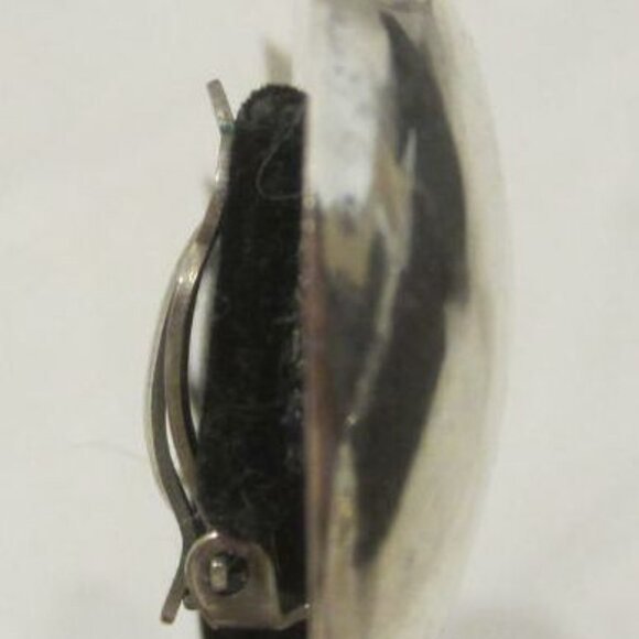 STERLING SILVER large puff oval clip on earrings 925 - Picture 3 of 4